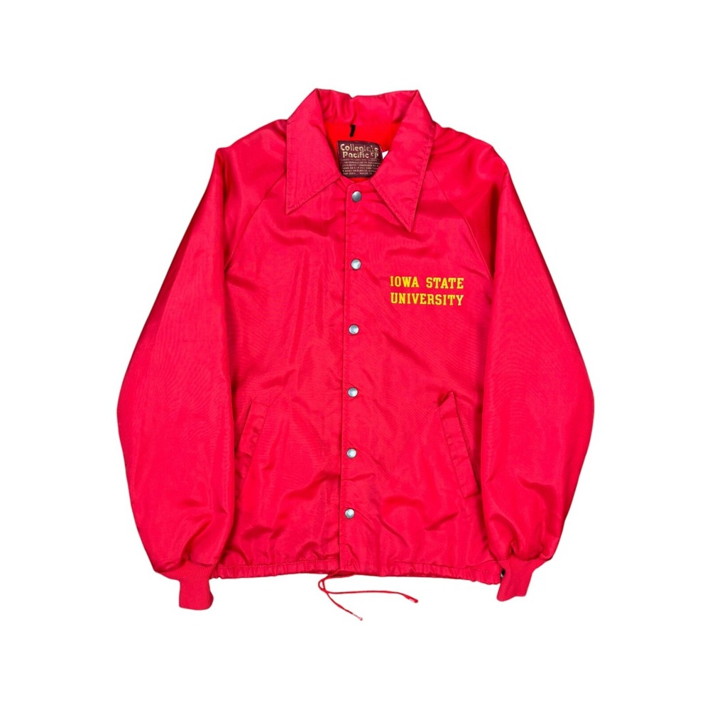 Collegiate Pacific Coaches Jacket Mens S Red Good Iowa State University 80s Vtg